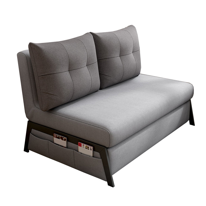 Gray Contemporary Convertible Sofa Bed Armless Seating with Pillows
