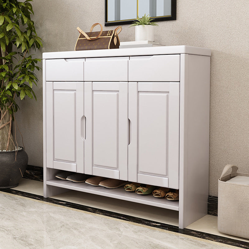 Mid-Century Modern Accent Cabinet Rubberwood 3 - Drawer With Doors Cabinet