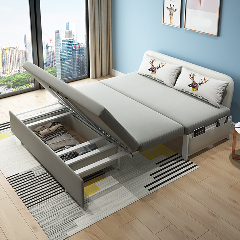 Gray Armless Seating with Pillows Convertible Sofa Bed with Storage