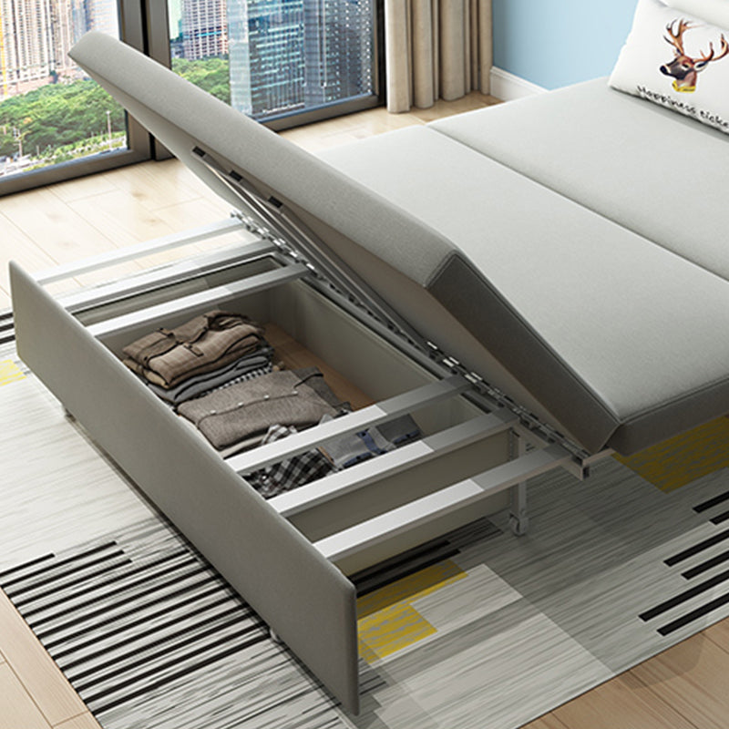 Gray Armless Seating with Pillows Convertible Sofa Bed with Storage