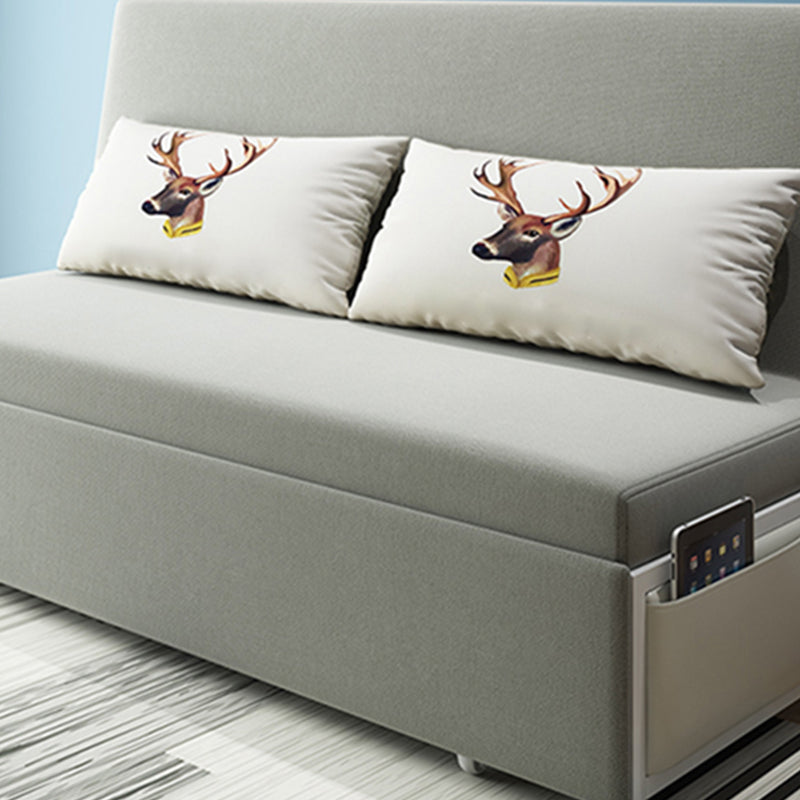 Gray Armless Seating with Pillows Convertible Sofa Bed with Storage