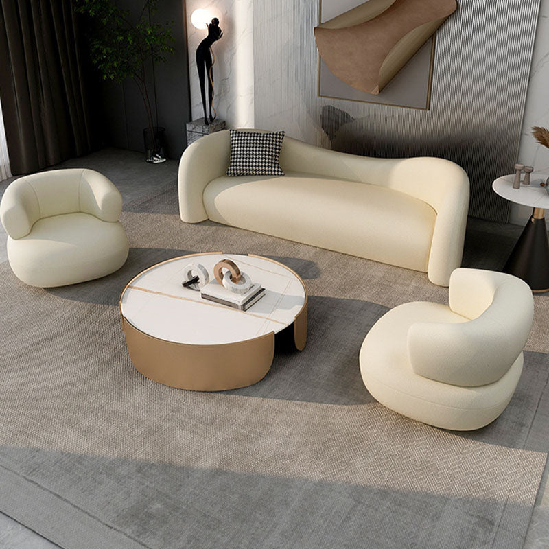 Modern Tight Back Settee Solid Color Slipcovered Sofa for Bonus Room