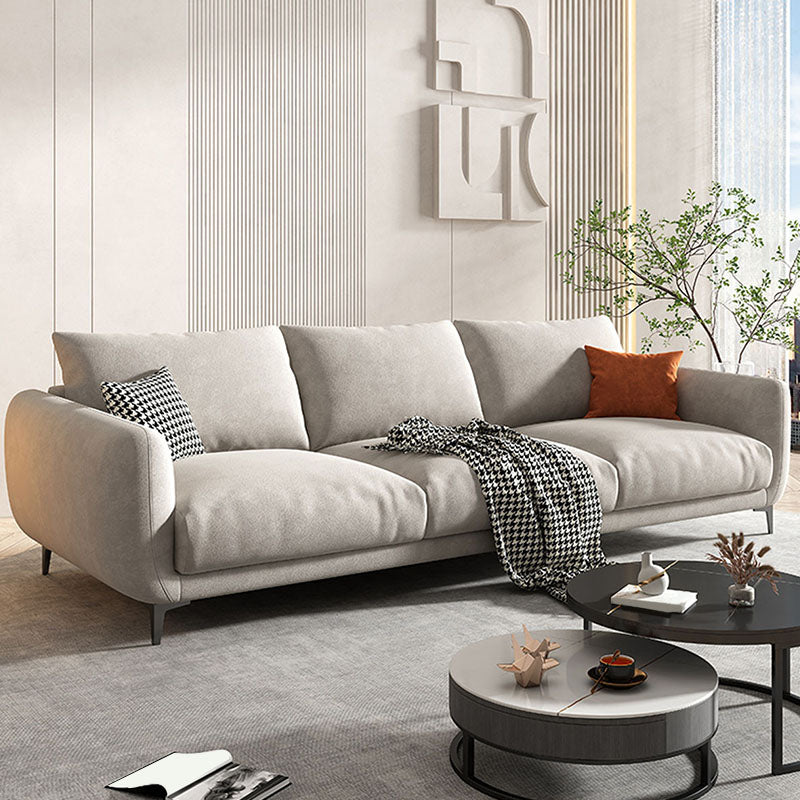 Beige Contemporary Seating with Pillows Square Arm Sofa for Living Room