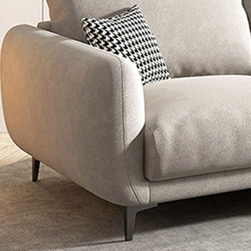 Beige Contemporary Seating with Pillows Square Arm Sofa for Living Room