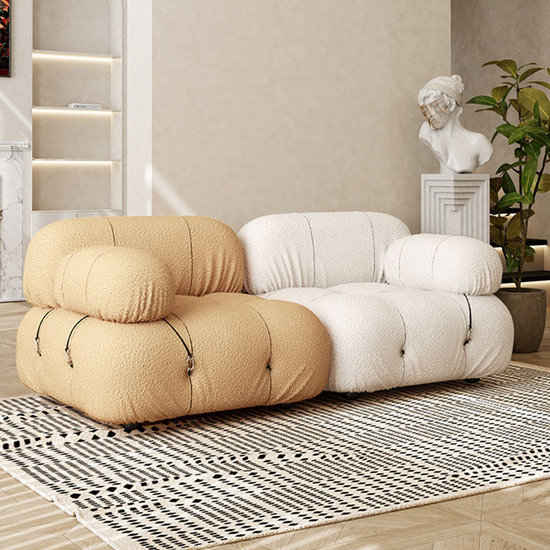 35.4" Wide Contemporary Seating Cushions Round Arm Sofa in Beige and Brown