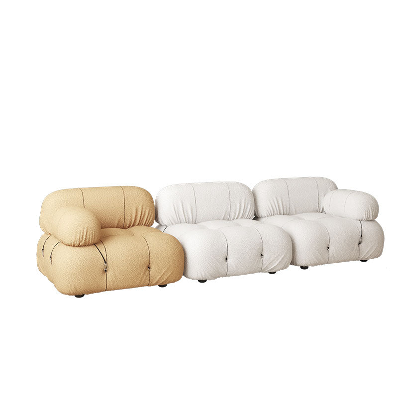 35.4" Wide Contemporary Seating Cushions Round Arm Sofa in Beige and Brown