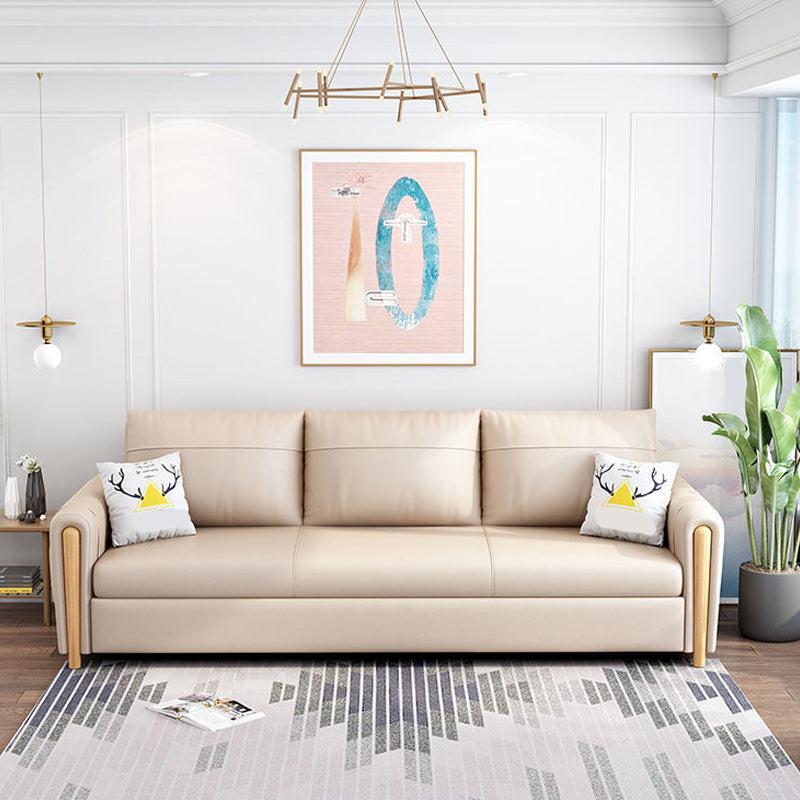 Cushion Back Sofa Futon Square Arms Convertible Sofa with Storage