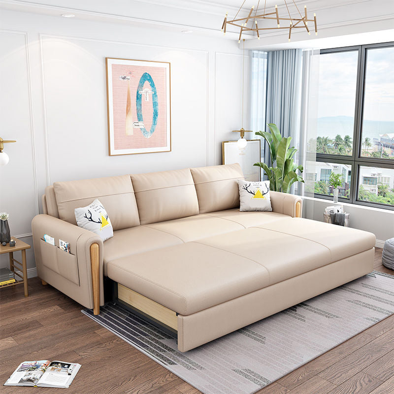 Cushion Back Sofa Futon Square Arms Convertible Sofa with Storage