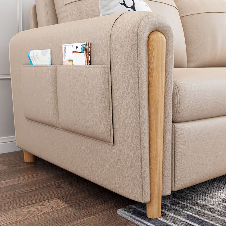 Cushion Back Sofa Futon Square Arms Convertible Sofa with Storage