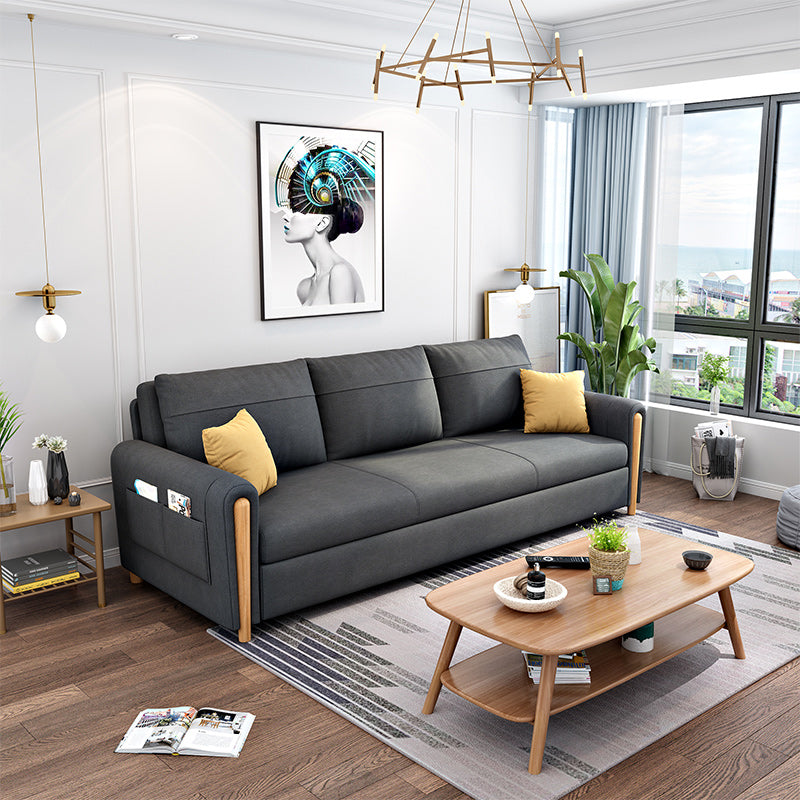 Cushion Back Sofa Futon Square Arms Convertible Sofa with Storage