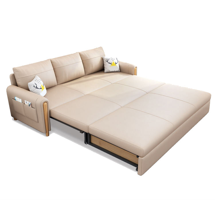 Cushion Back Sofa Futon Square Arms Convertible Sofa with Storage