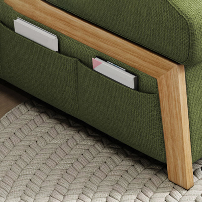 Cushions Armless Convertible Sofa Bed Cotton Blend Seating in Green and Gray