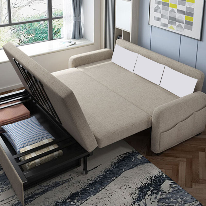 Square Arm Modern Sofa with Pillows Convertible Sofa Bed with Storage