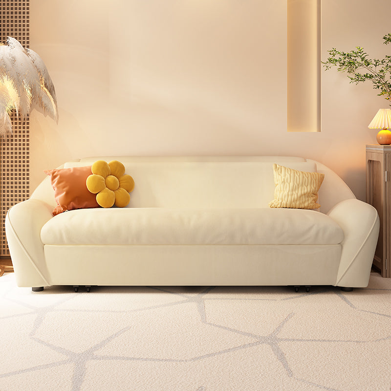 Modern Convertible Sofa Bed Flared Arm Seating with Pillows in Beige