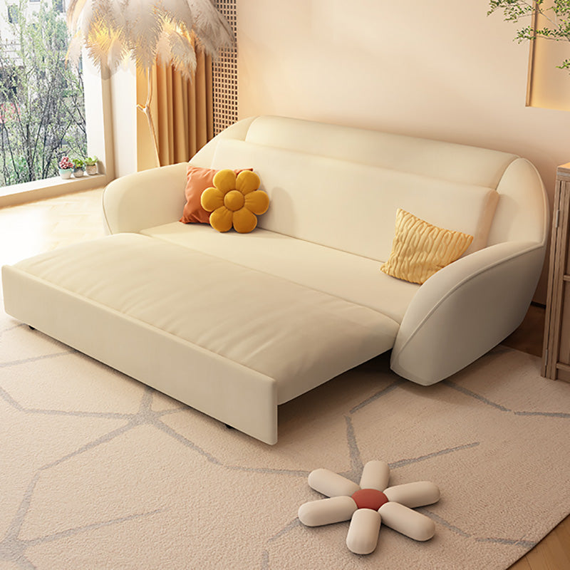 Modern Convertible Sofa Bed Flared Arm Seating with Pillows in Beige