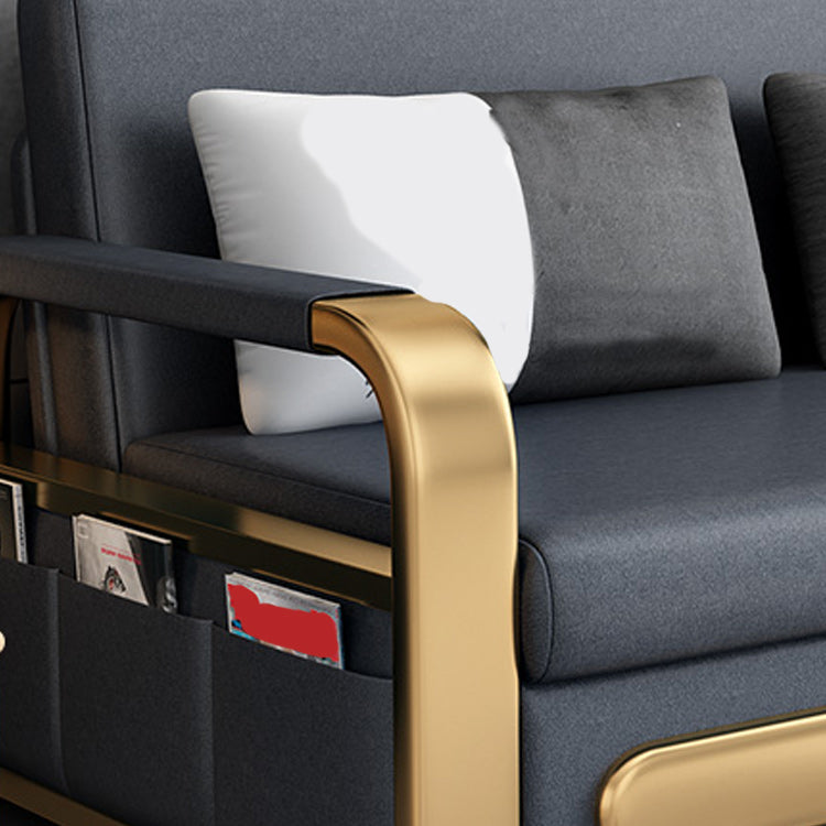 Modern Cushion Back Loveseat Foldable Sleeper Sofa with Storage