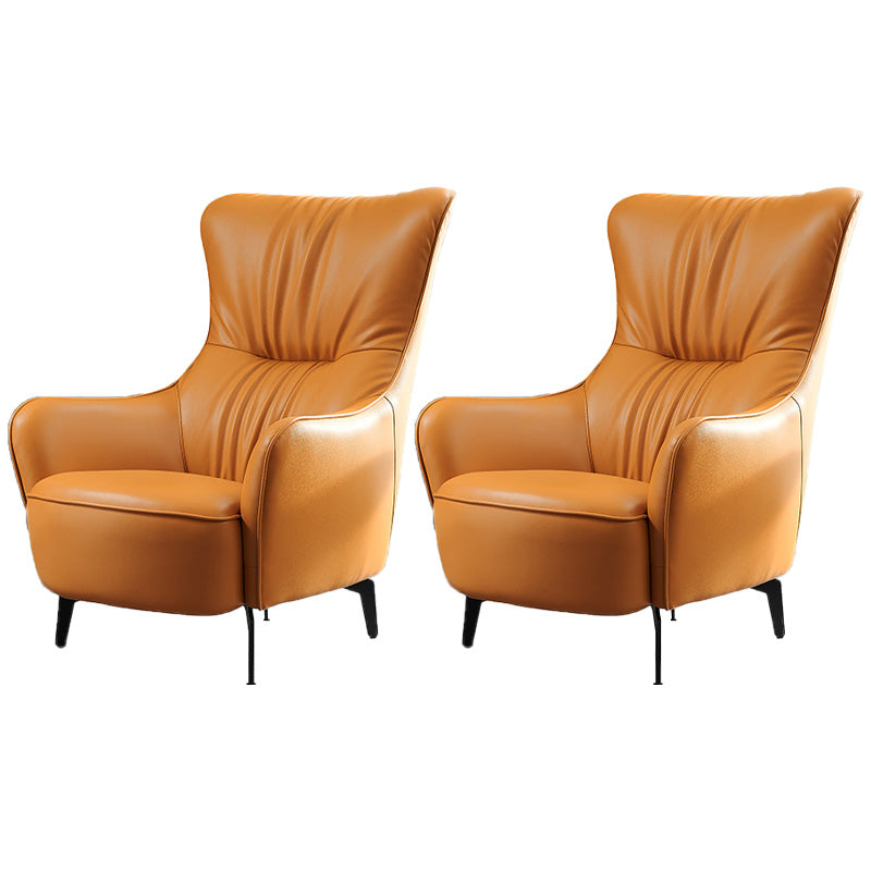 Contemporary Accent Armchair Faux Leather Barrel Accent Chair