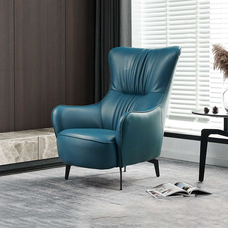 Contemporary Accent Armchair Faux Leather Barrel Accent Chair
