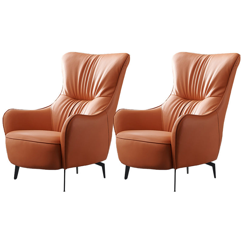 Contemporary Accent Armchair Faux Leather Barrel Accent Chair