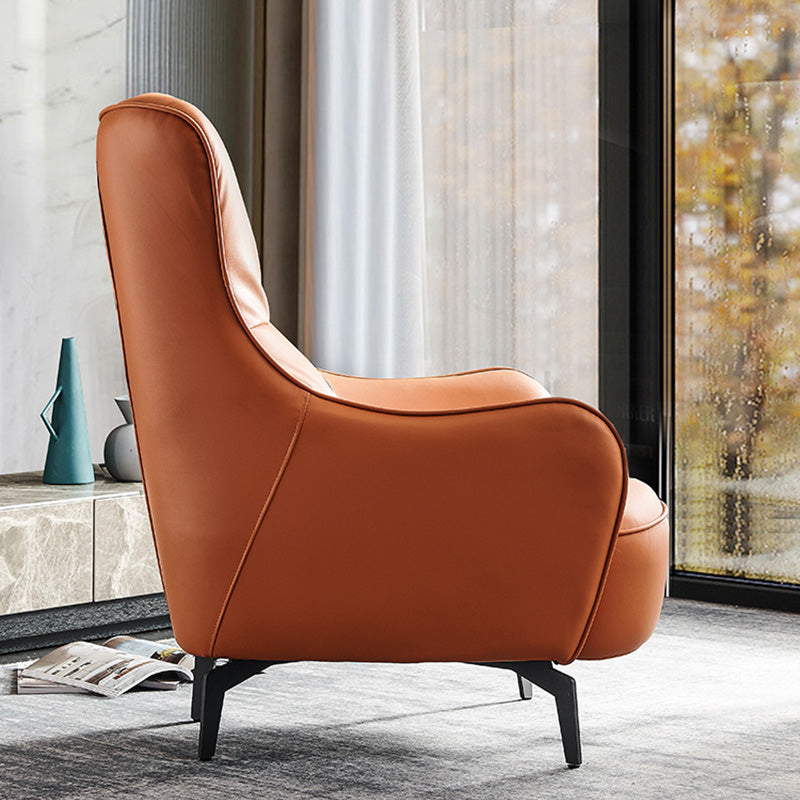 Contemporary Accent Armchair Faux Leather Barrel Accent Chair