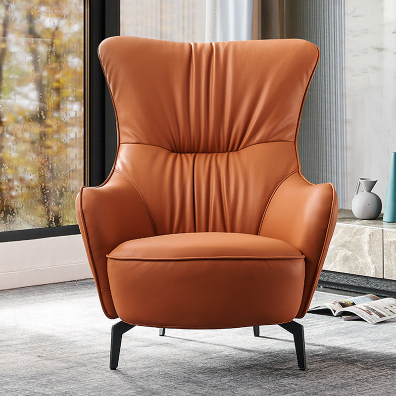Contemporary Accent Armchair Faux Leather Barrel Accent Chair