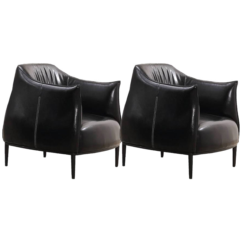 Contemporary Faux Leather Accent Chair Fixed Back Barrel Accent Chair