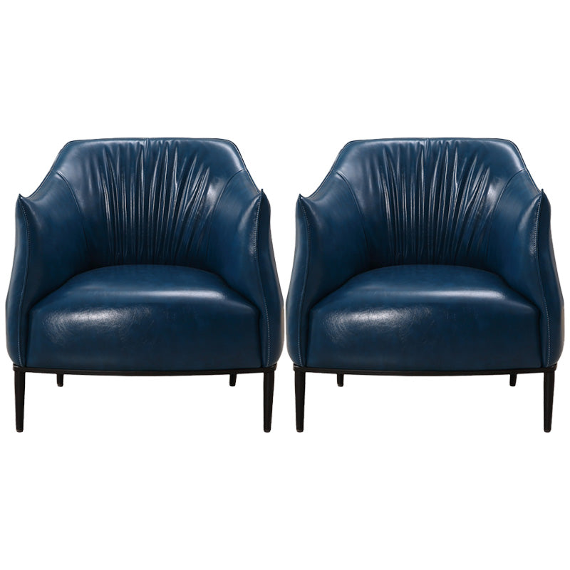 Contemporary Faux Leather Accent Chair Fixed Back Barrel Accent Chair