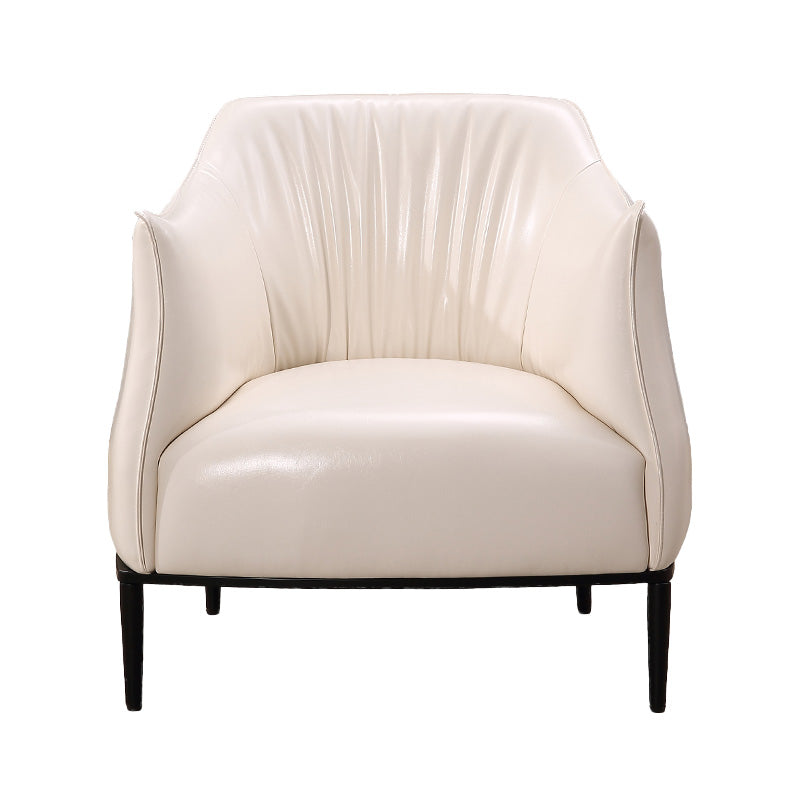 Contemporary Faux Leather Accent Chair Fixed Back Barrel Accent Chair