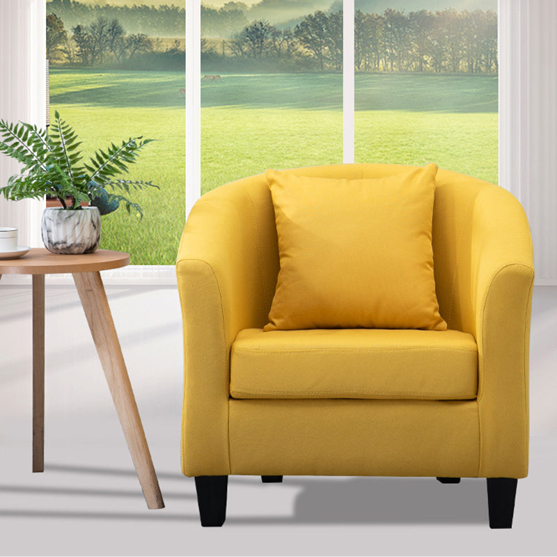 Contemporary Basic Four Legs Armchair Arms Included Barrel Accent Chai