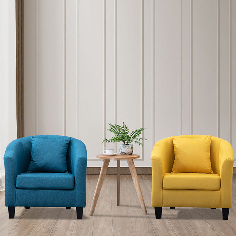 Contemporary Basic Four Legs Armchair Arms Included Barrel Accent Chair