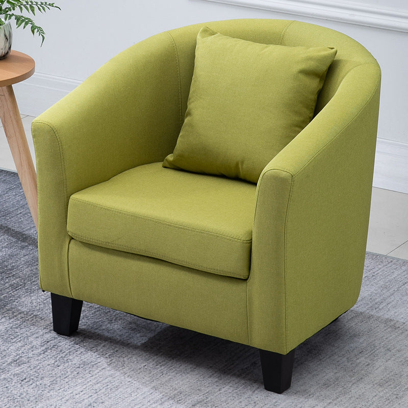 Contemporary Basic Four Legs Armchair Arms Included Barrel Accent Chair