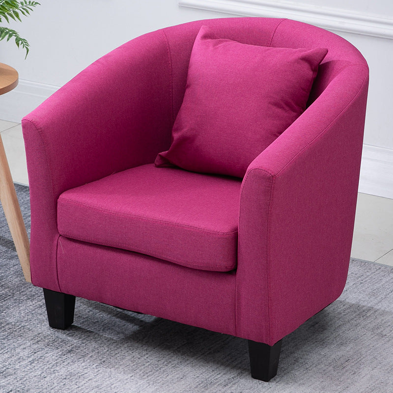 Contemporary Basic Four Legs Armchair Arms Included Barrel Accent Chair