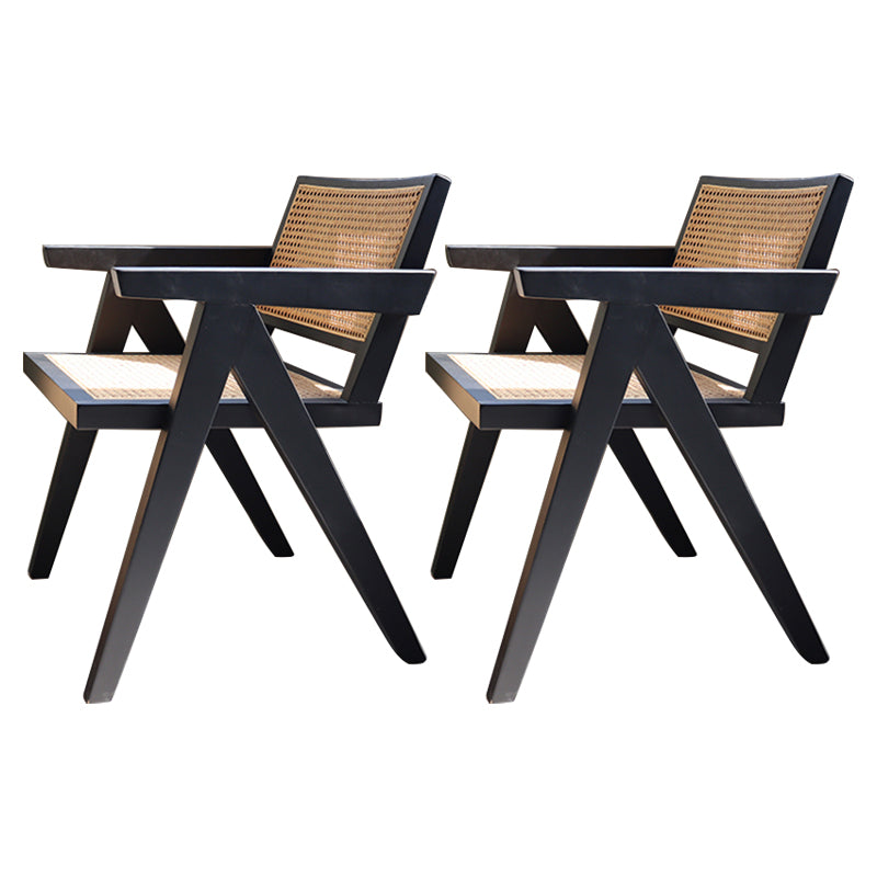 Wood Arms Included Chair Woven Back Lounge Chair for Living Room