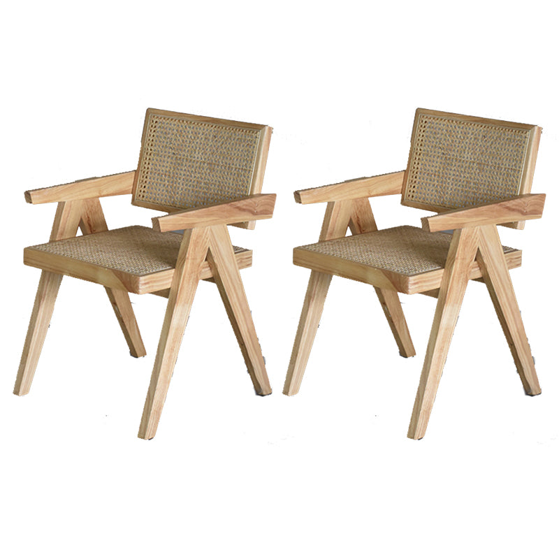 Wood Arms Included Chair Woven Back Lounge Chair for Living Room