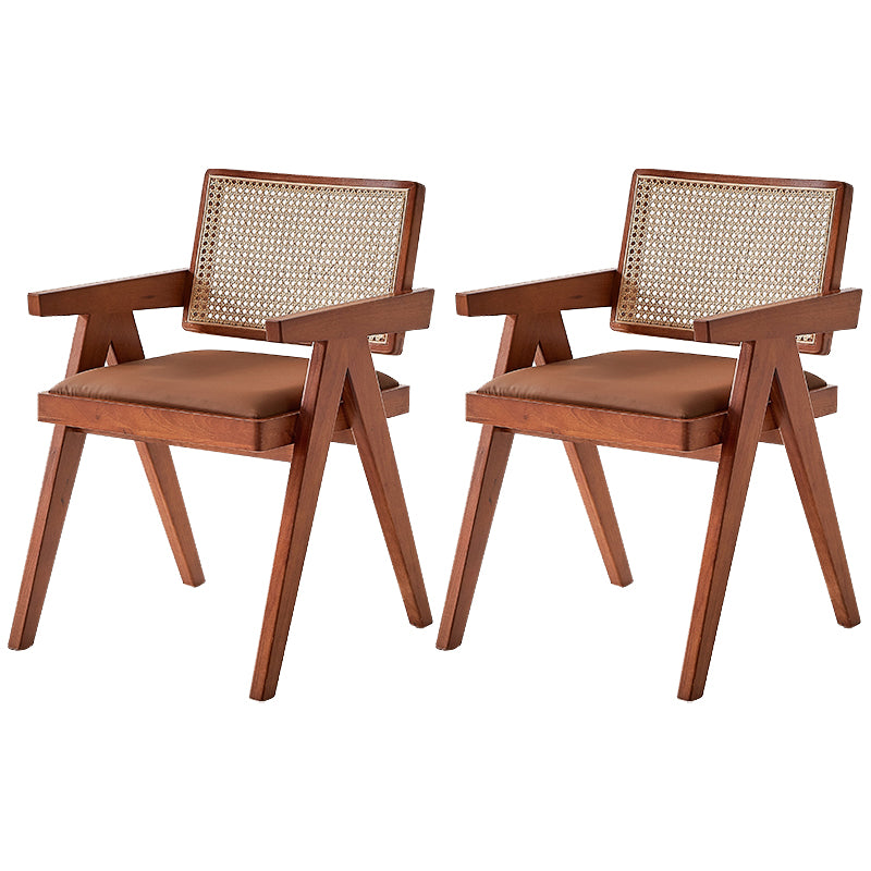 Wood Arms Included Chair Woven Back Lounge Chair for Living Room