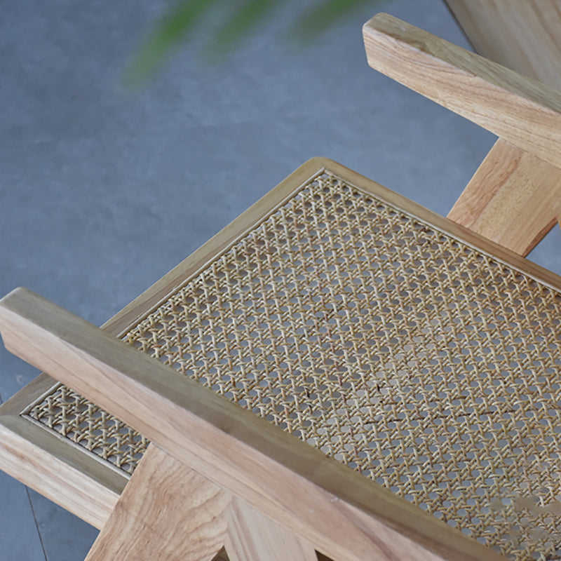 Wood Arms Included Chair Woven Back Lounge Chair for Living Room