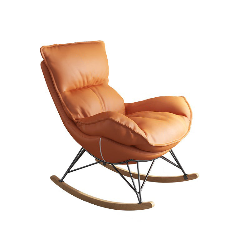 Modern Indoor Rocking Chair Solid Color Dark Legs Rocker Chair with Ottoman
