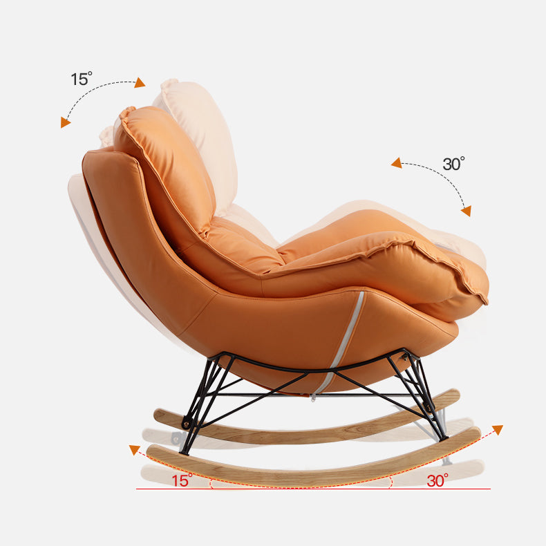 Modern Indoor Rocking Chair Solid Color Dark Legs Rocker Chair with Ottoman