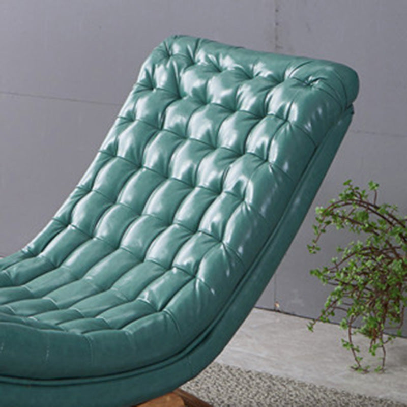 Modern Faux Leather Rocking Chair Tufted Cushions Chair with Pillow