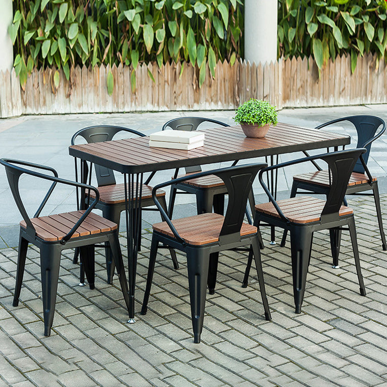 Modern Style 1/5/7 Pieces Metal Rectangle Dining Set Reclaimed Wood Dining Table Set