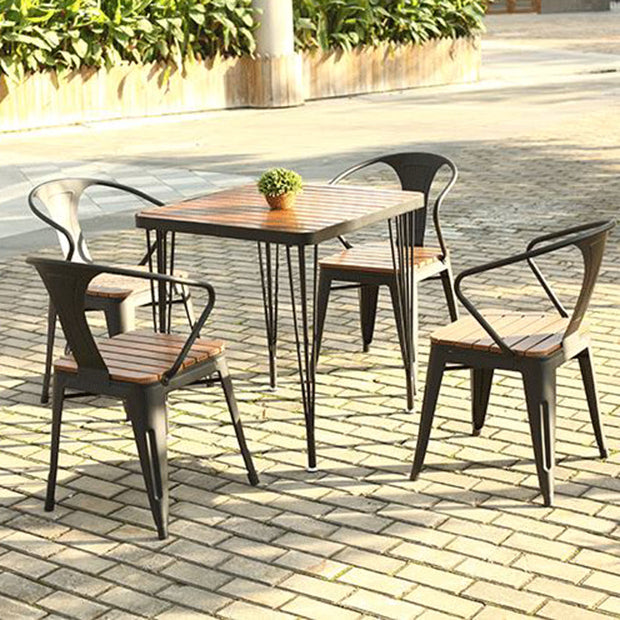Modern Style 1/5/7 Pieces Metal Rectangle Dining Set Reclaimed Wood Dining Table Set