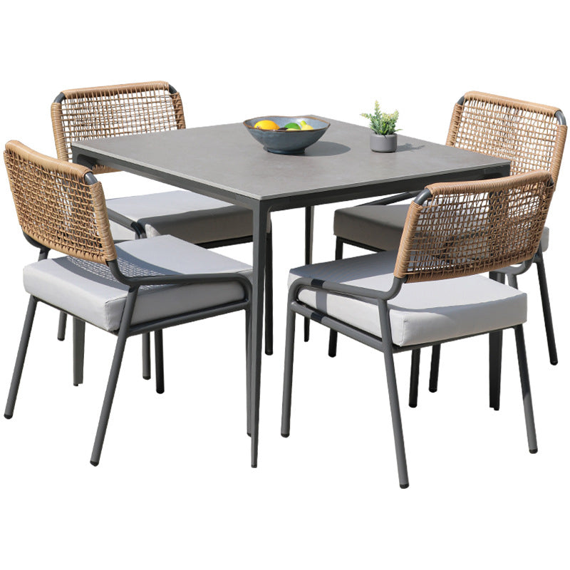 Boho Style Dining Set 1/5/7 Pieces Stone Dining Table Set for Outdoor