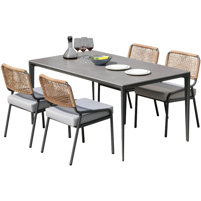 Boho Style Dining Set 1/5/7 Pieces Stone Dining Table Set for Outdoor