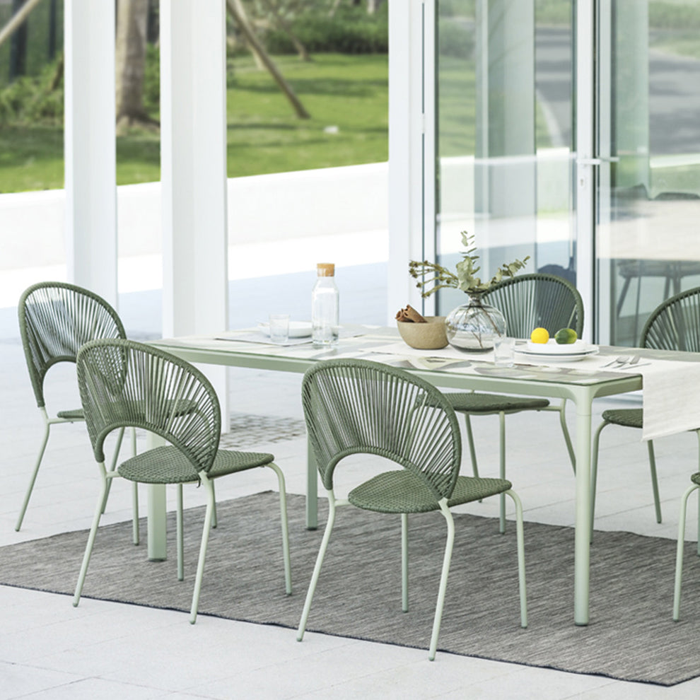 Modern 1/2/3/5/7 Pieces Metal Dining Set Glass Dining Table Set for Outdoor