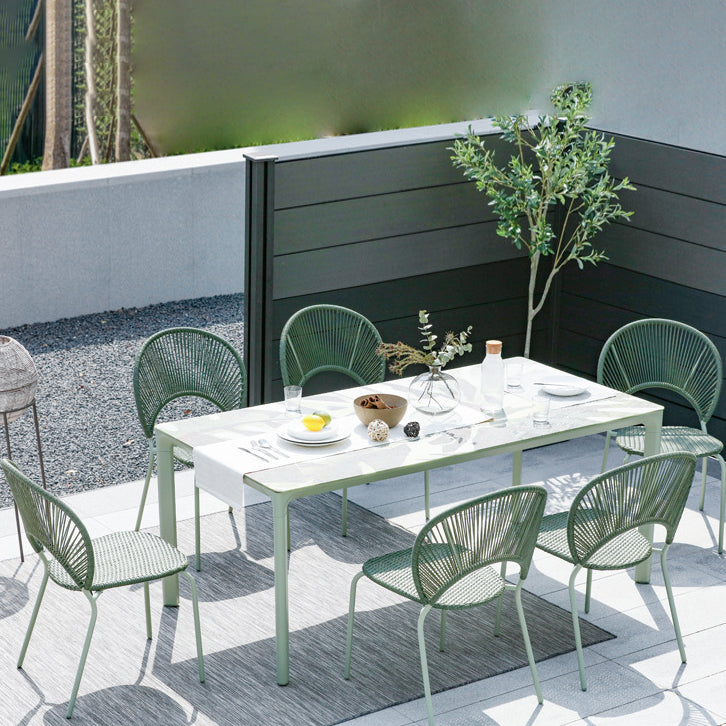 Modern 1/2/3/5/7 Pieces Metal Dining Set Glass Dining Table Set for Outdoor