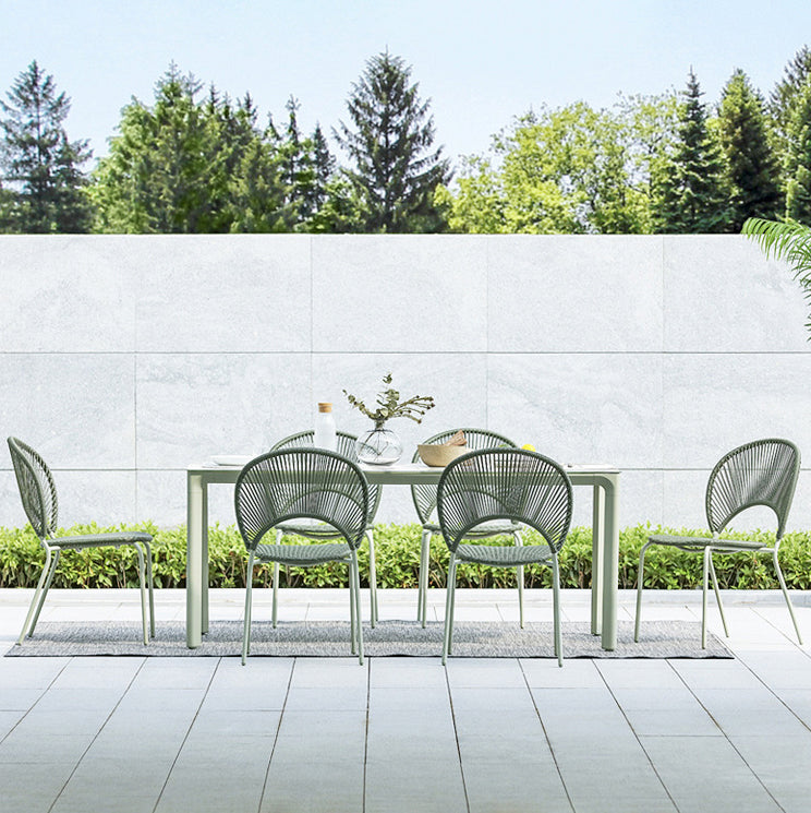 Modern 1/2/3/5/7 Pieces Metal Dining Set Glass Dining Table Set for Outdoor