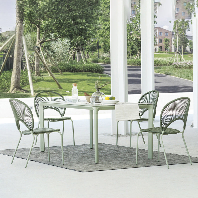 Modern 1/2/3/5/7 Pieces Metal Dining Set Glass Dining Table Set for Outdoor