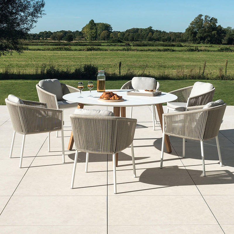 Boho 1/7 Pieces Metal Dining Set 4 Legs Dining Table Set for Outdoor