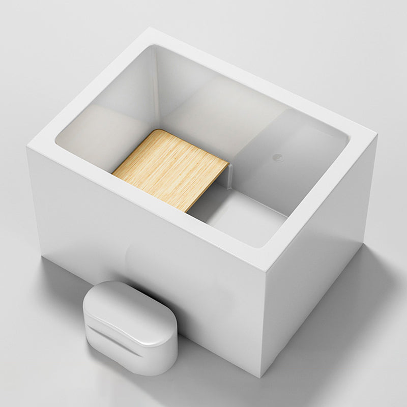 Modern White Rectangle Acrylic Bathtub Freestand Soaking Bathtub with Wood Bedplate