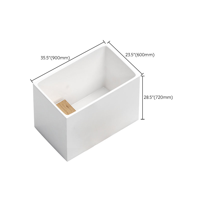 Modern White Rectangle Acrylic Bathtub Freestand Soaking Bathtub with Wood Bedplate